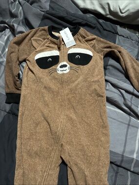 Carter's Brown Raccoon Footed One-Piece Pajama